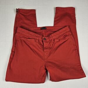 Eileen Fisher Red Jeans Petite Stretch Zip Ankle City Organic Cotton Womens 10P